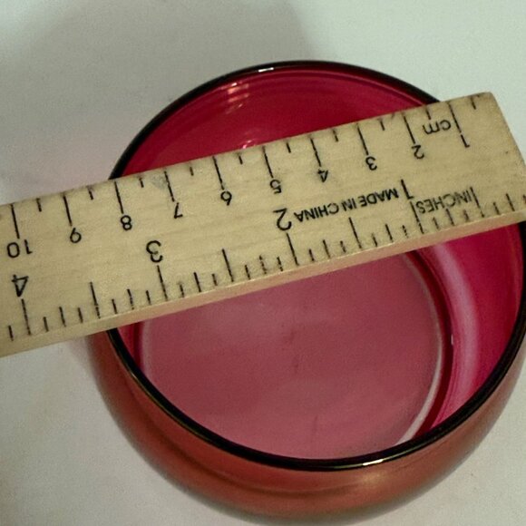 Vintage Imperial Cranberry Glass Jar With Dome Ombre Lid Apothecary Vanity Decor - Picture 15 of 16